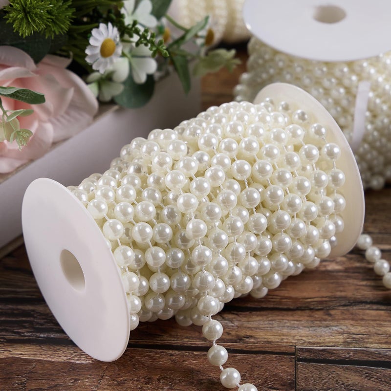 AdasBridal Pearls String Beads 33 Feet Faux Pearls Roll for Crafting Christmas Tree Garland Flowers DIY Wedding Party Centerpiece Party Jewelry Decoration (10mm Ivory) - Image 4